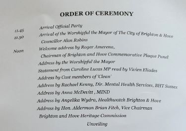Blue plaque order of ceremony